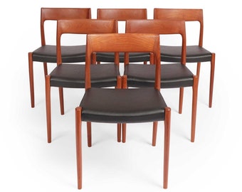 Vintage Niels Otto Møller Model 77 Dining Chairs in Solid Teak