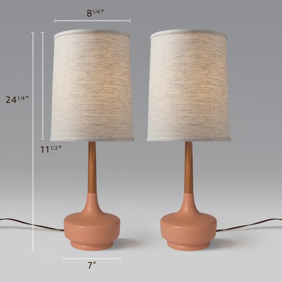 Buy Mid Century Table Lamp Ceramic Teak — Brooke Desert Rose