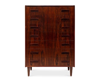 Danish Mid-Century 7 Drawer Rosewood Tallboy Dresser 1960s