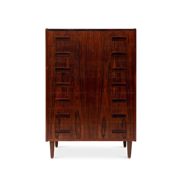 Danish Mid-Century 7 Drawer Rosewood Tallboy Dresser 1960s