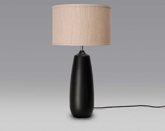 Mid-Century Modern Black Ceramic Table Lamp