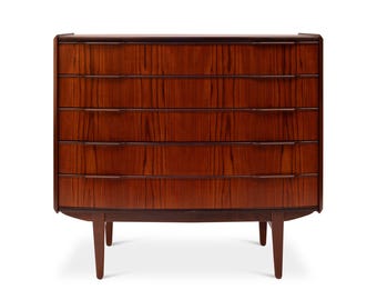 Vintage Danish Mid-Century Five-Drawer Rosewood Dresser