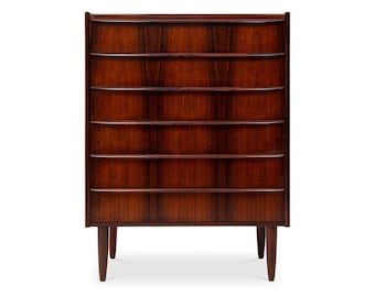 Vintage Danish Mid-Century Six-Drawer Rosewood Tallboy Dresser 1960s