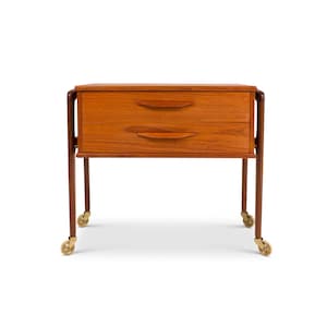Vintage Danish Mid-Century Teak Sewing Cart
