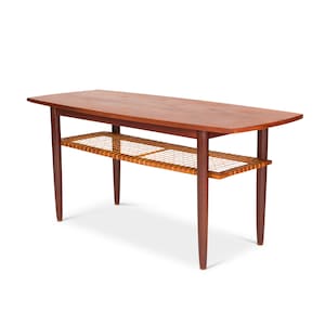 Vintage Danish Mid-Century Teak  and Cane Coffee Table 1960s
