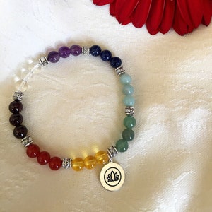 Chakra Lotus Gemstone Stretch Bracelet