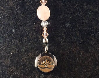 Lotus Clear Quartz & Rose Quartz Gemstone Mini Heart String Aromatherapy Diffuser