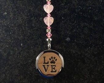 Paw Print Rose Quartz Gemstone Heart String Aromatherapy Diffuser