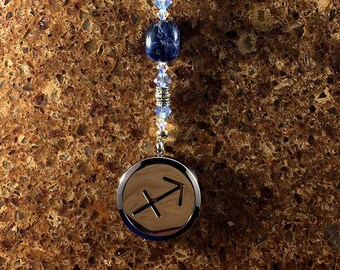 SAGITTARIUS Sodalite Gemstone Zodiac Heart String Aromatherapy Diffuser