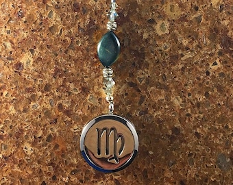 VIRGO Blue Tiger Eye Gemstone Zodiac Heart String Aromatherapy Diffuser