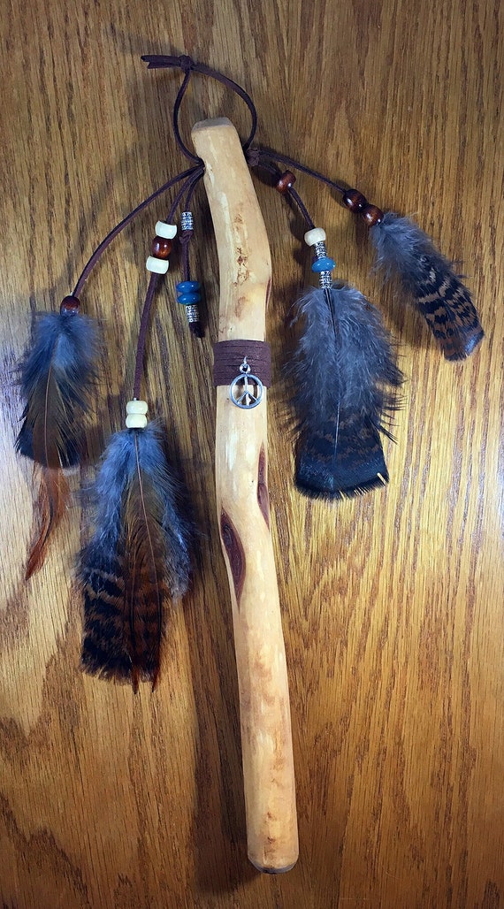 Native American Inspired Talking Stick Brown Etsy