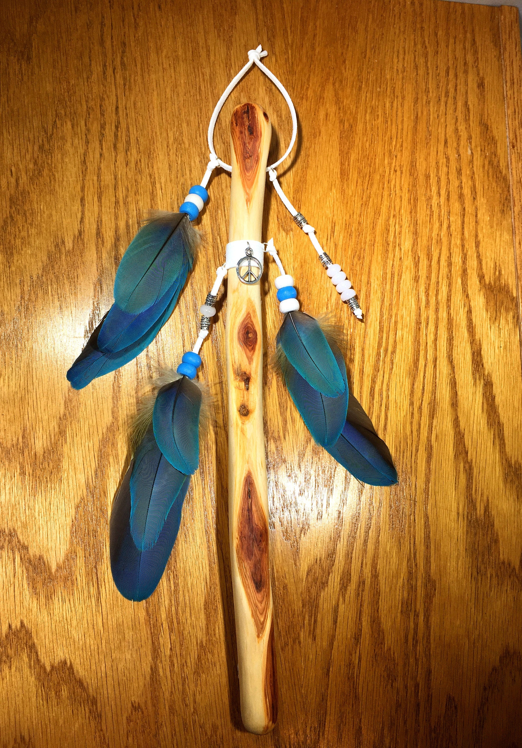 Native American Inspired Talking Stick Blue/Turquoise Snow Etsy