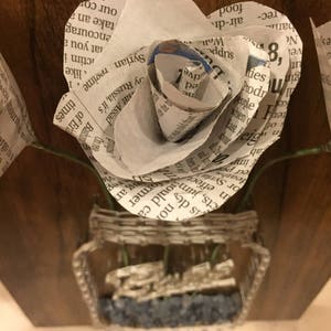 Mason Jar Newspaper Flower String Art image 4