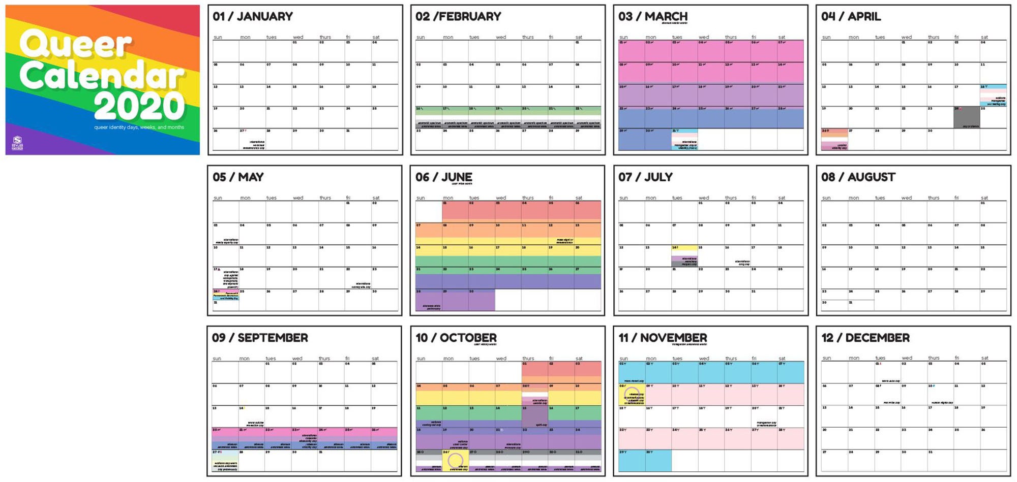 Queer Calendar 2020 Digital File | Etsy