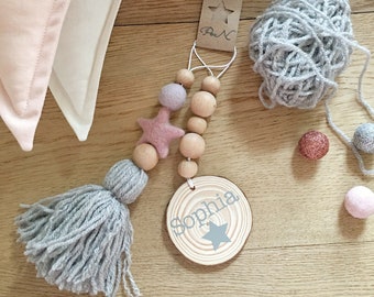 Door Hanger, Hanging Tassel, New Baby Gift, Small Wall Decor, Shelf Accessories, Wooden Garland, Felt Ball Garland