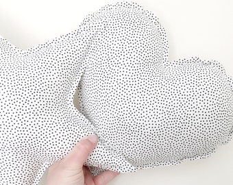 Dalmatian Print Pillows, Black Spot Cushions, Nursery Decor, Heart Pillow, Star Cushion, Monochrome Decor, Spotty Pillows