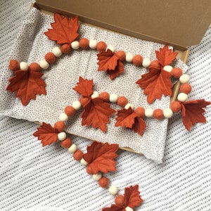 Autumn Leaf Garland, Felt Wall Hanging, Fall Decorations, Faux Flower Garlands, Autumn Fall Bunting, Faux Greenery, Boho Decor image 8