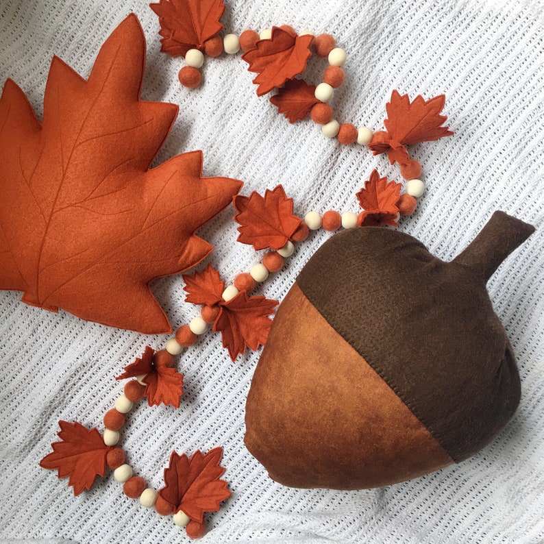 Autumn Leaf Garland, Felt Wall Hanging, Fall Decorations, Faux Flower Garlands, Autumn Fall Bunting, Faux Greenery, Boho Decor image 10