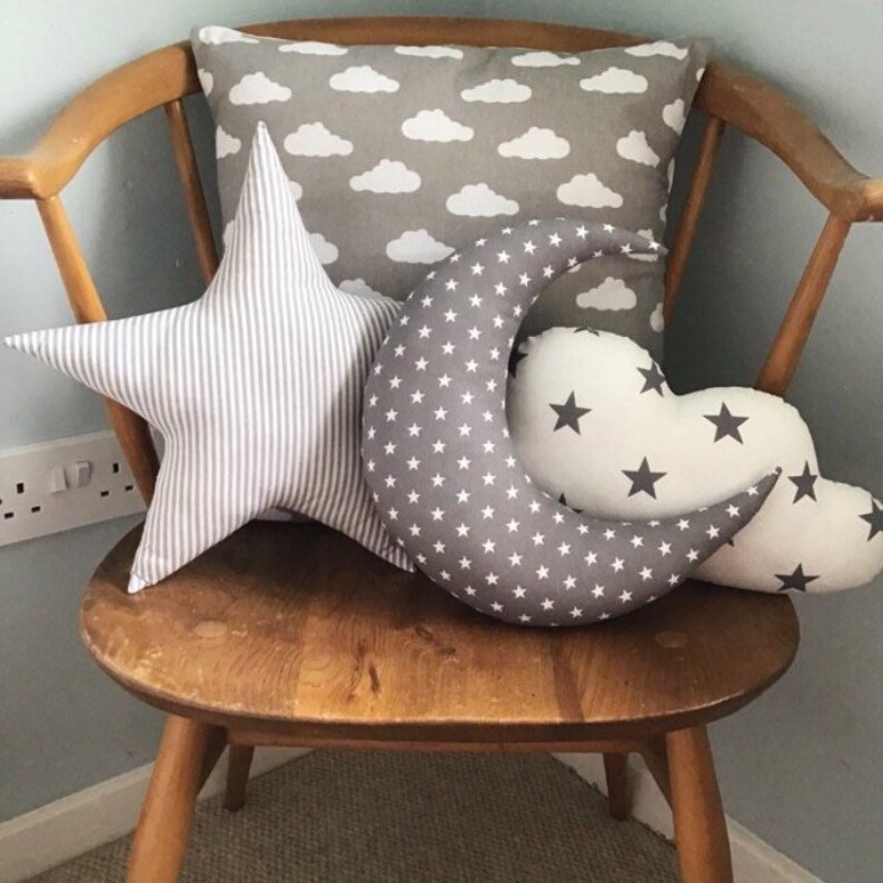 Moon Star Cloud Pillows Grey Cushion Set Star Nursery Decor Etsy UK