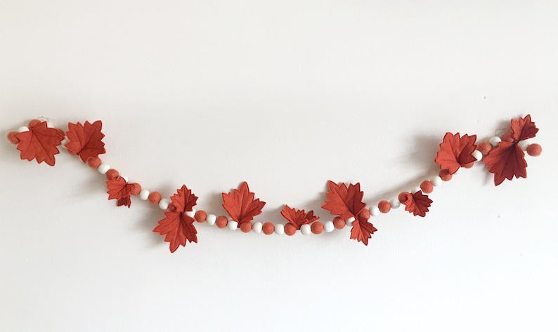 Autumn Leaf Garland, Felt Wall Hanging, Fall Decorations, Faux Flower Garlands, Autumn Fall Bunting, Faux Greenery, Boho Decor image 6