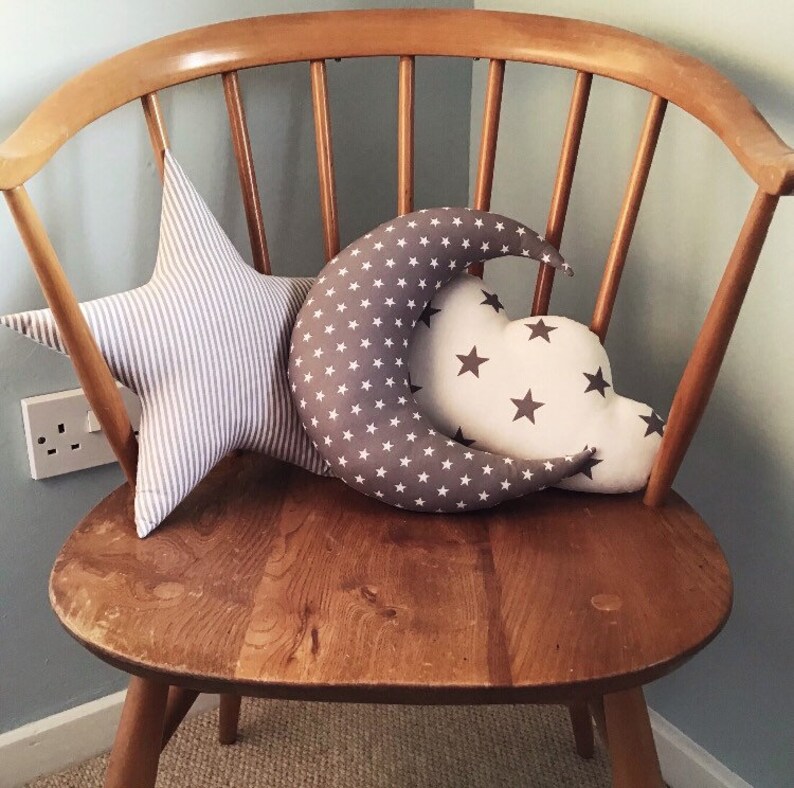 Moon Star Cloud Pillows Grey Cushion Set Star Nursery Decor Etsy