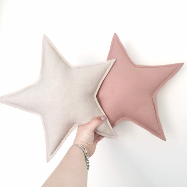 Linen Star Pillows, Star Shaped Cushion, Nursery Decor, Children's Bedroom Accessories, Scandinavian Style Decor, Scandi Nursery