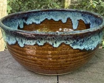 Beau bol classique marron/bleu - env. 58 onces Poterie en grès