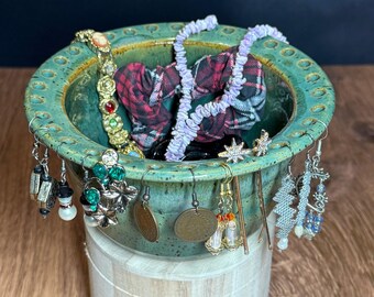Boucle d'oreille, collier, épingle à cheveux - Poterie en grès