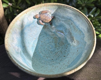 Un bol de tortue de mer très balnéaire - env. 48 onces Poterie en grès