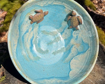 A Very Beachy Turtle Bowl - Approx. 74 oz. Stoneware Pottery