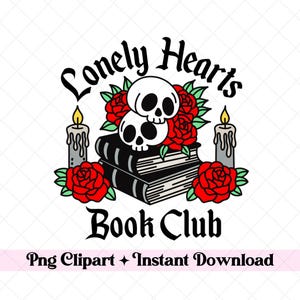 Club de lecture Lonely Hearts PNG, livre gothique romance design Clipart moralement gris, téléchargement numérique par sublimation anti-valentine, bocal en verre UVDTF