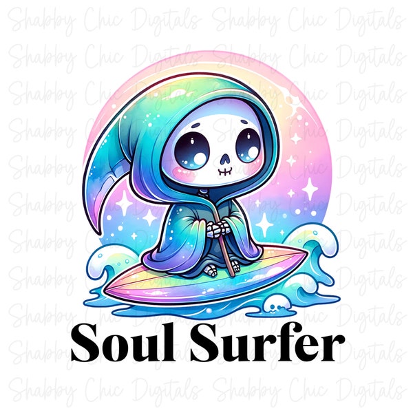 Soul surfer grim reaper clipart, funny skeleton design, sublimation png, t-shirt and mug designs, sarcastic snarky png, halloween clipart