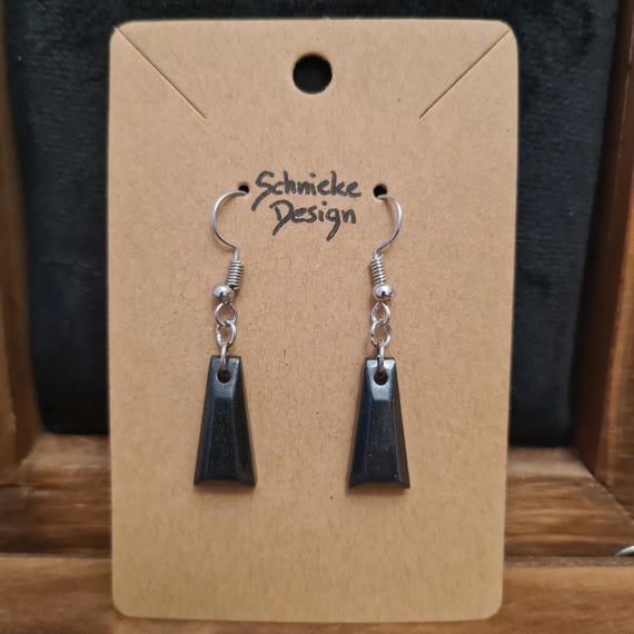 Epoxy resin earrings in metallic black