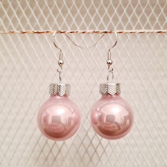 Christmas earrings with pink balls