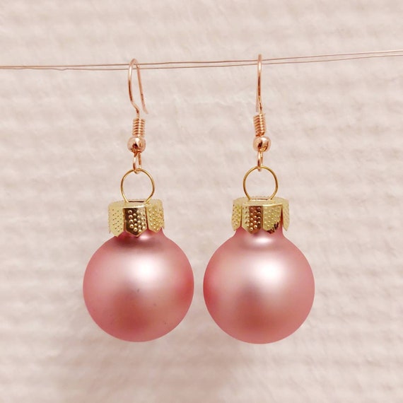 Christmas earrings with pink balls