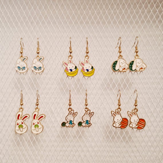 Earrings "Easter Rabbits" made of enamel