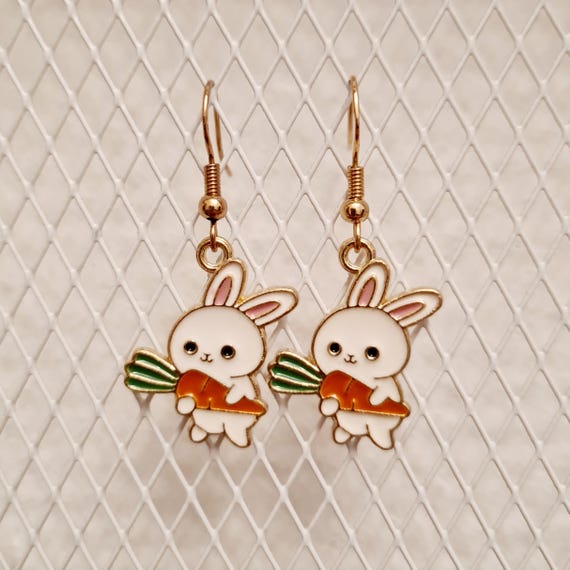 Earrings "Bunny with carrot" made of enamel