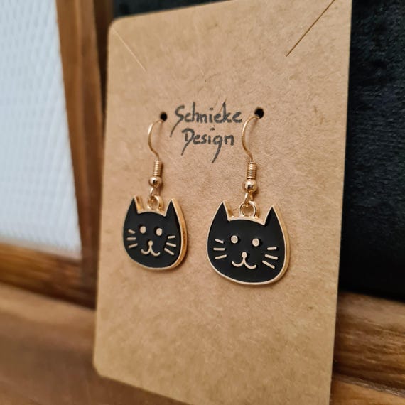 "Black Cat" earrings made of enamel