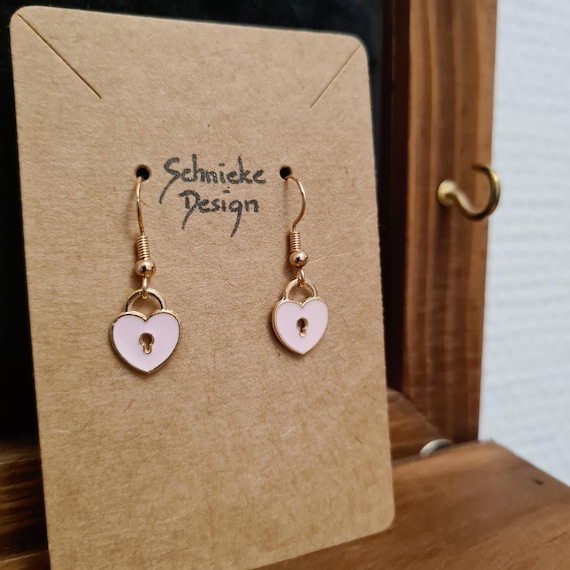 "Locked Love" enamel earrings