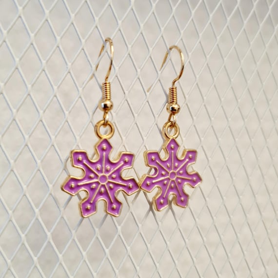 Enamel "snowflake" earrings