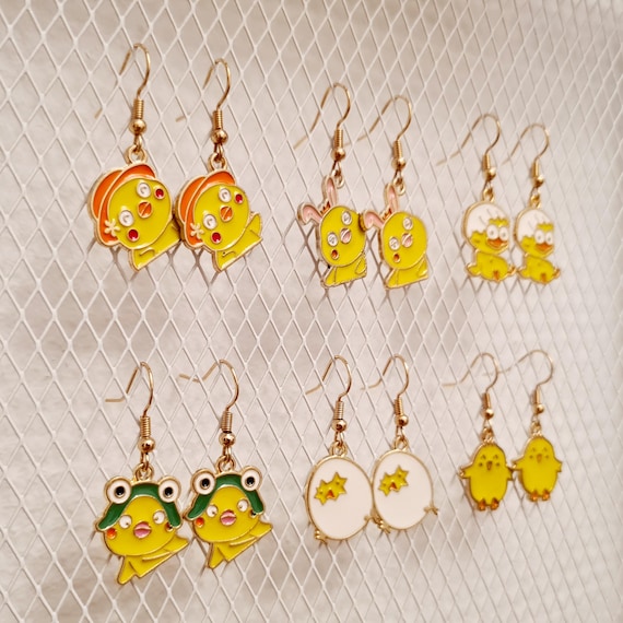 "Crazy Chicks" enamel earrings