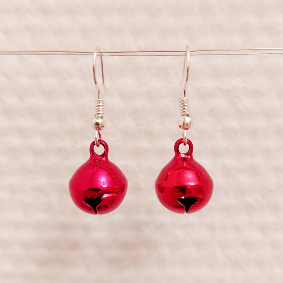 Christmas earrings with silver and red bells