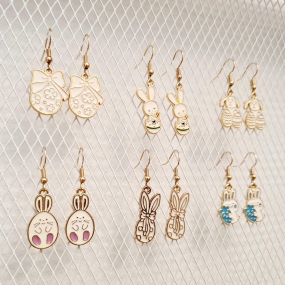 Earrings "Easter Rabbits" made of enamel