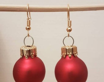 Christmas earrings with red balls matte or shiny to match the Christmas tree :)