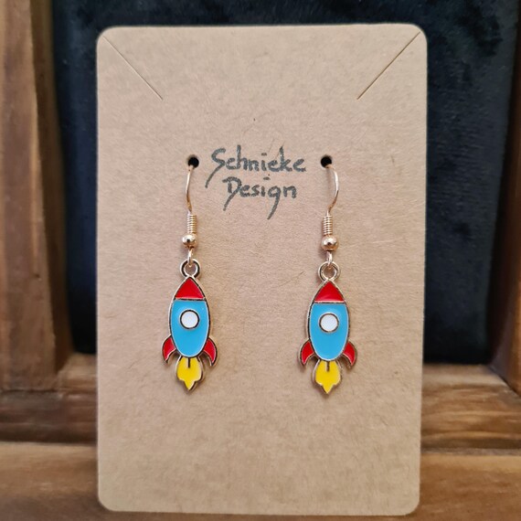 "Rocket" earrings made of enamel