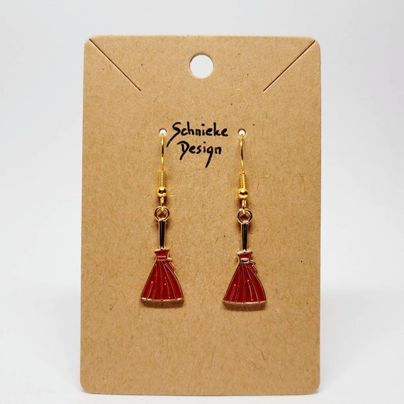 Earrings with small witches' broom