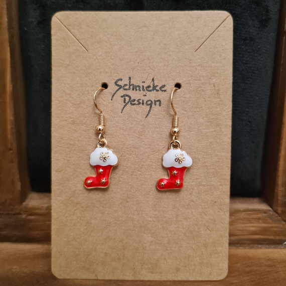 Enamel "Christmas Stocking" earrings
