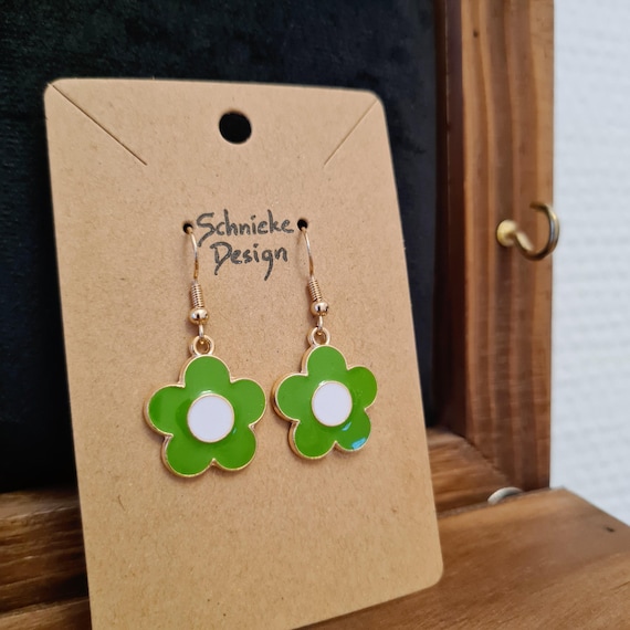 Earrings with enamel flowers