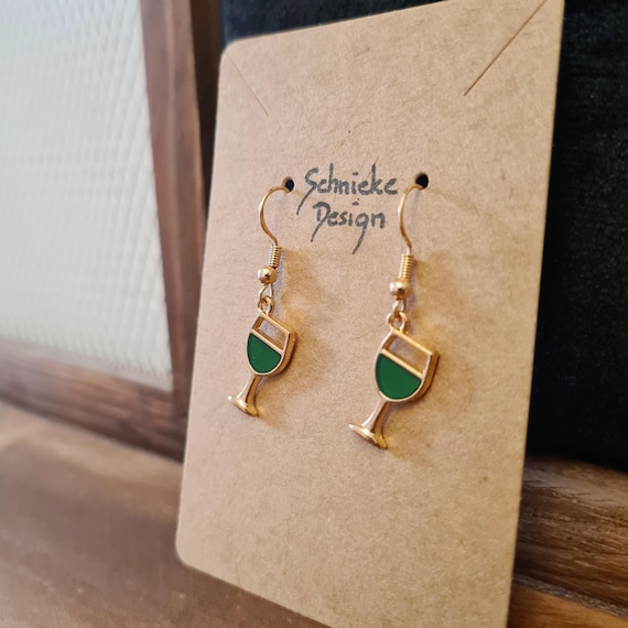 Enamel wine glass earrings
