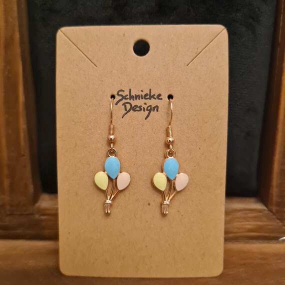 Earrings with colorful enamel balloons